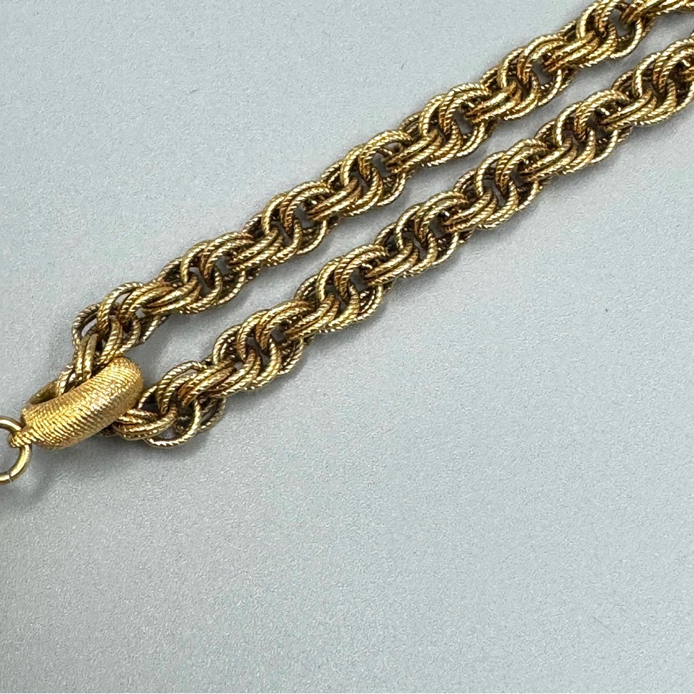 VTG Monet Bolero Brushed Gold Filigree Ball Drop Pendant Necklace - Picture 9 of 12